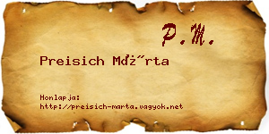 Preisich Márta névjegykártya